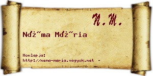 Néma Mária névjegykártya