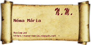 Néma Mária névjegykártya